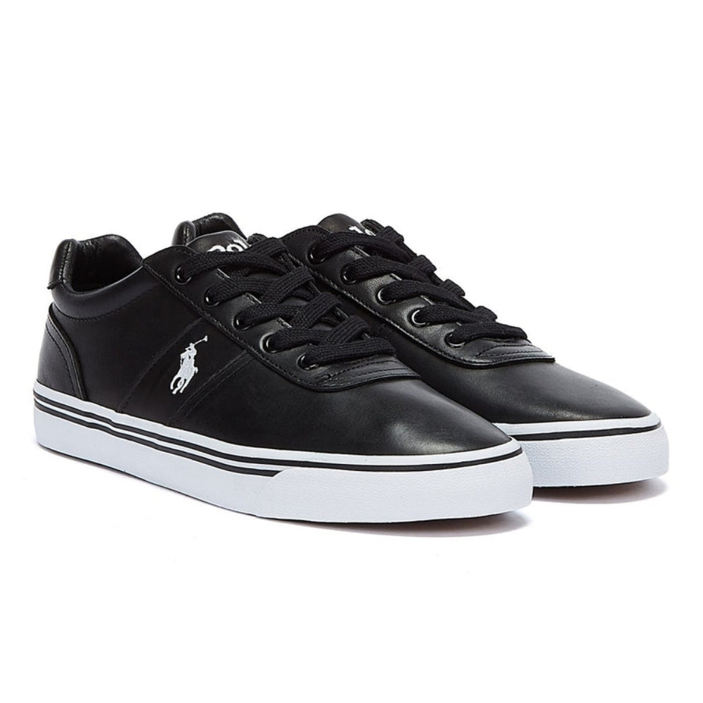 Polo by Ralph Lauren Hanford Trainers Shoes | Leather | Black/White | Size 11.5